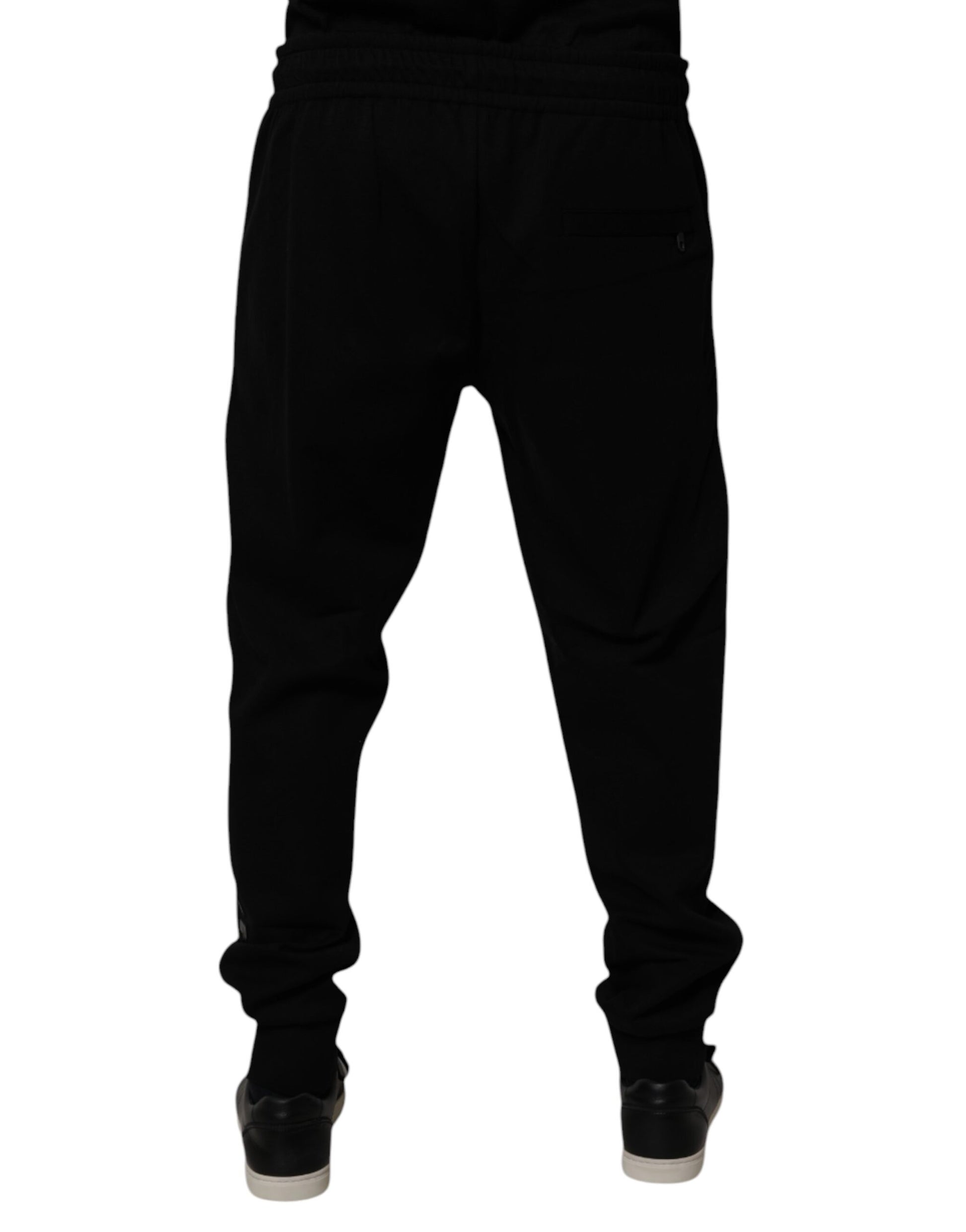Black Cotton Blend Jogger Sweatpants Pants-Dolce & Gabbana-LabelTerrace.com