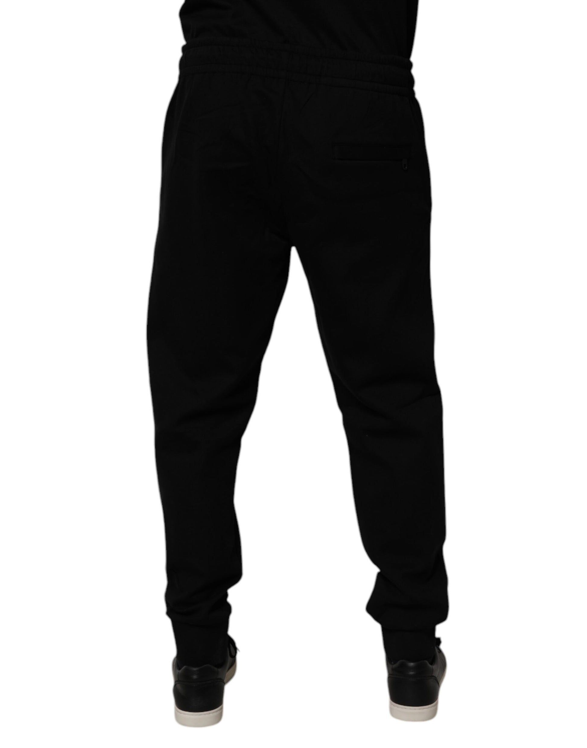 Black Cotton Blend Jogger Sweatpants Pants-Dolce & Gabbana-LabelTerrace.com