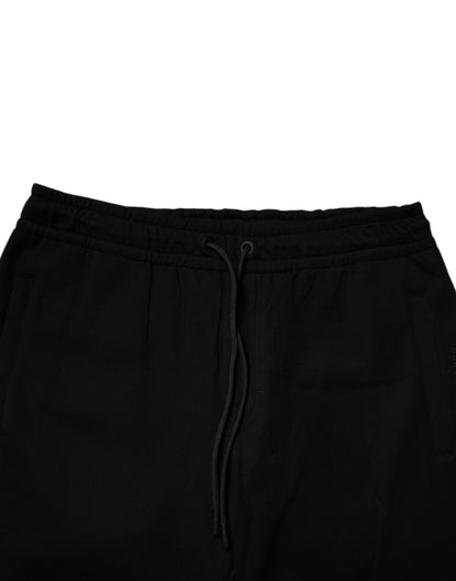 Black Cotton Blend Jogger Sweatpants Pants-Dolce & Gabbana-LabelTerrace.com