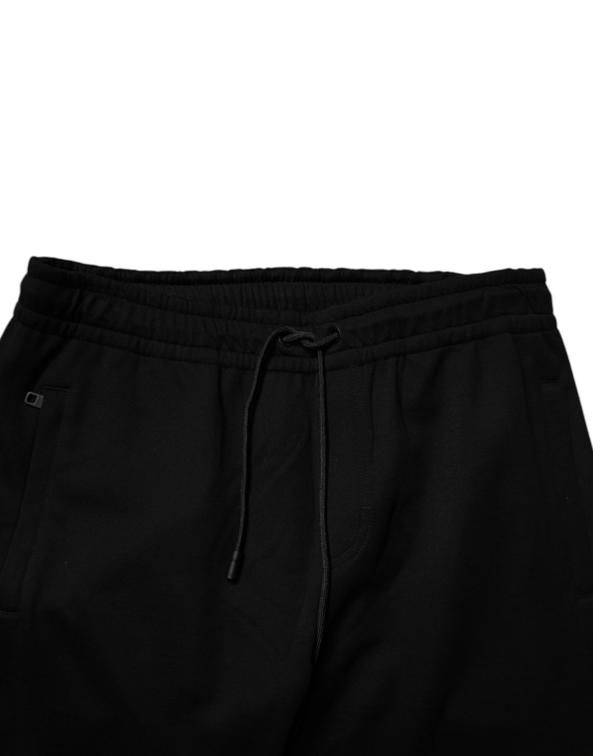 Black Cotton Blend Jogger Sweatpants Pants-Dolce & Gabbana-LabelTerrace.com