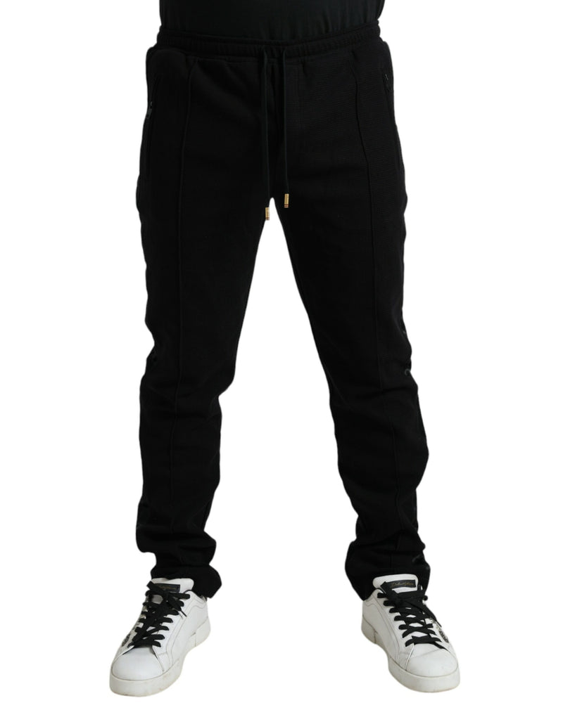 Black Cotton Blend Jogger Sweatpants Pants-Dolce & Gabbana-LabelTerrace.com