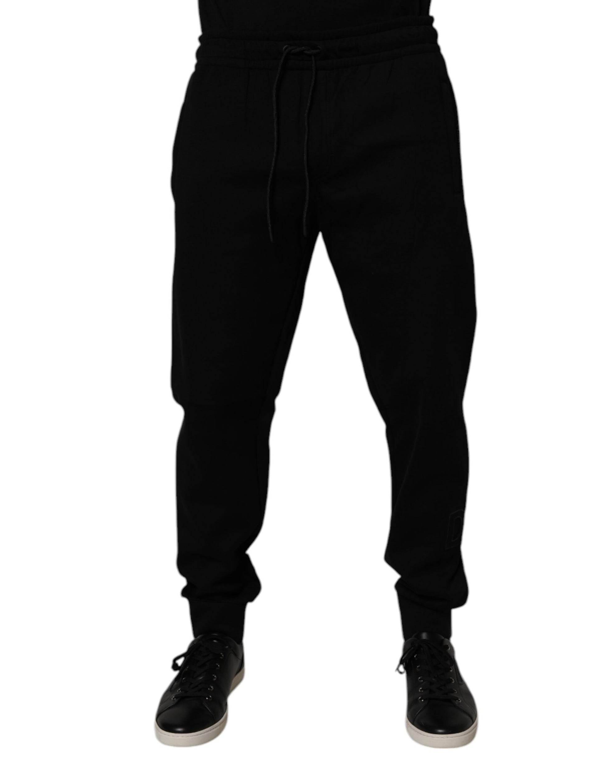 Black Cotton Blend Jogger Sweatpants Pants-Dolce & Gabbana-LabelTerrace.com