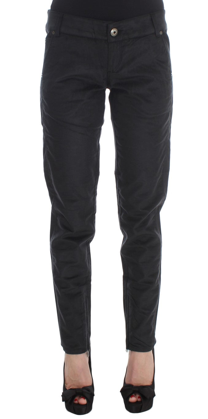 Black Cotton Blend Regular Fit Pants-Ermanno Scervino-LabelTerrace.com