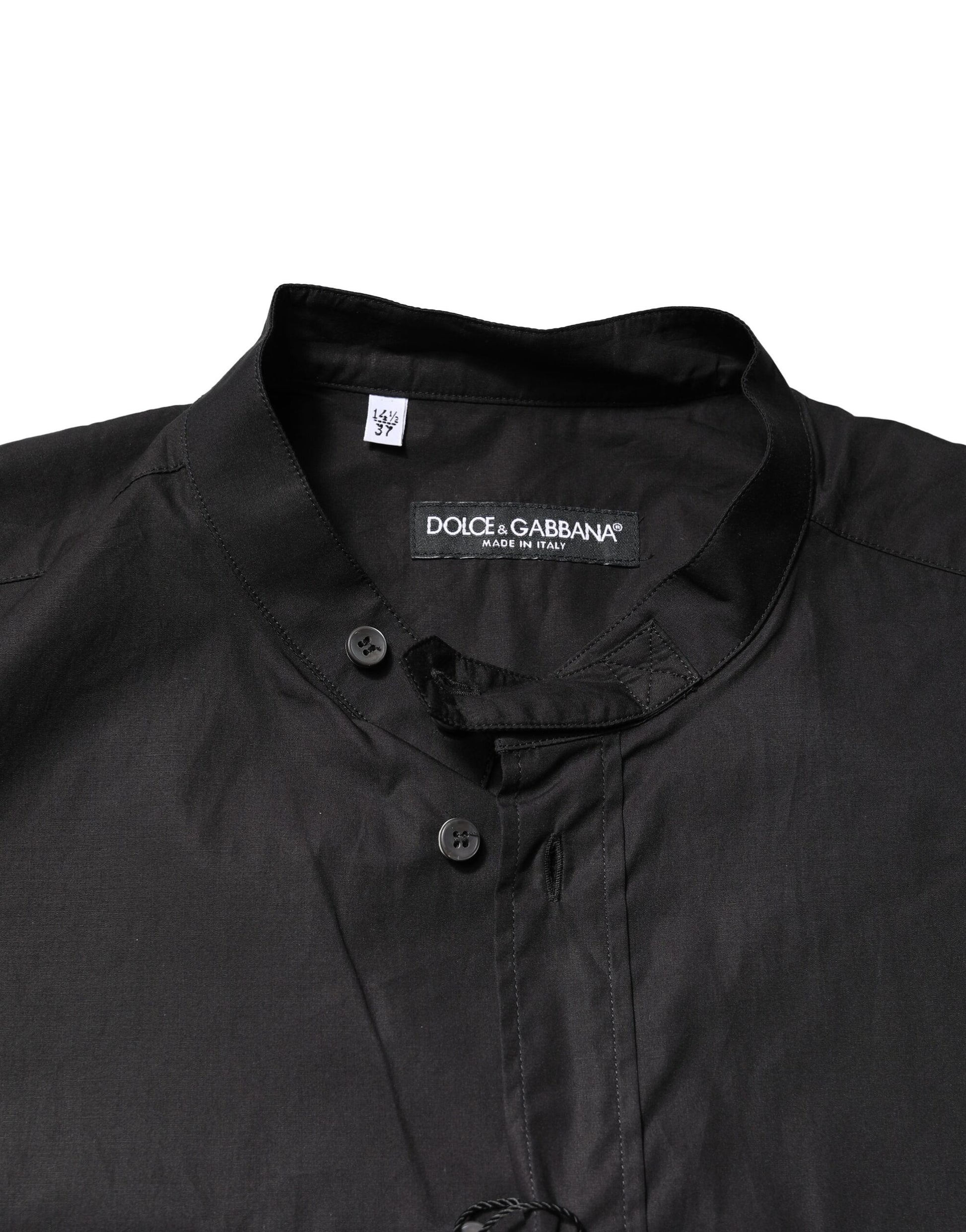 Black Cotton Button Down Men Casual Shirt-Dolce & Gabbana-LabelTerrace.com