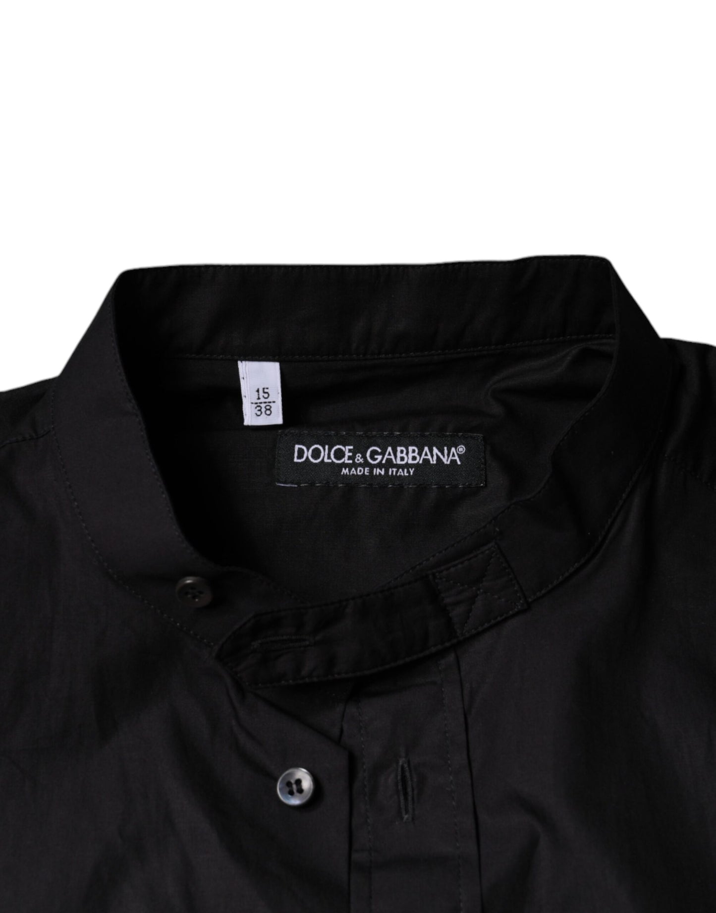 Black Cotton Button Down Men Casual Shirt-Dolce & Gabbana-LabelTerrace.com