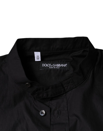 Black Cotton Button Down Men Casual Shirt-Dolce & Gabbana-LabelTerrace.com