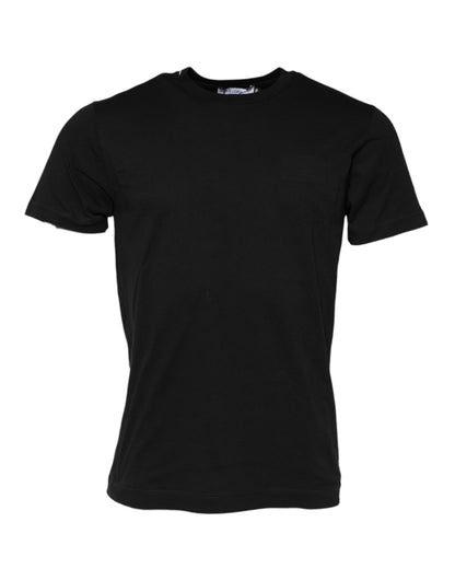Black Cotton Crew Neck Short Sleeves T-shirt-Dolce & Gabbana-LabelTerrace.com