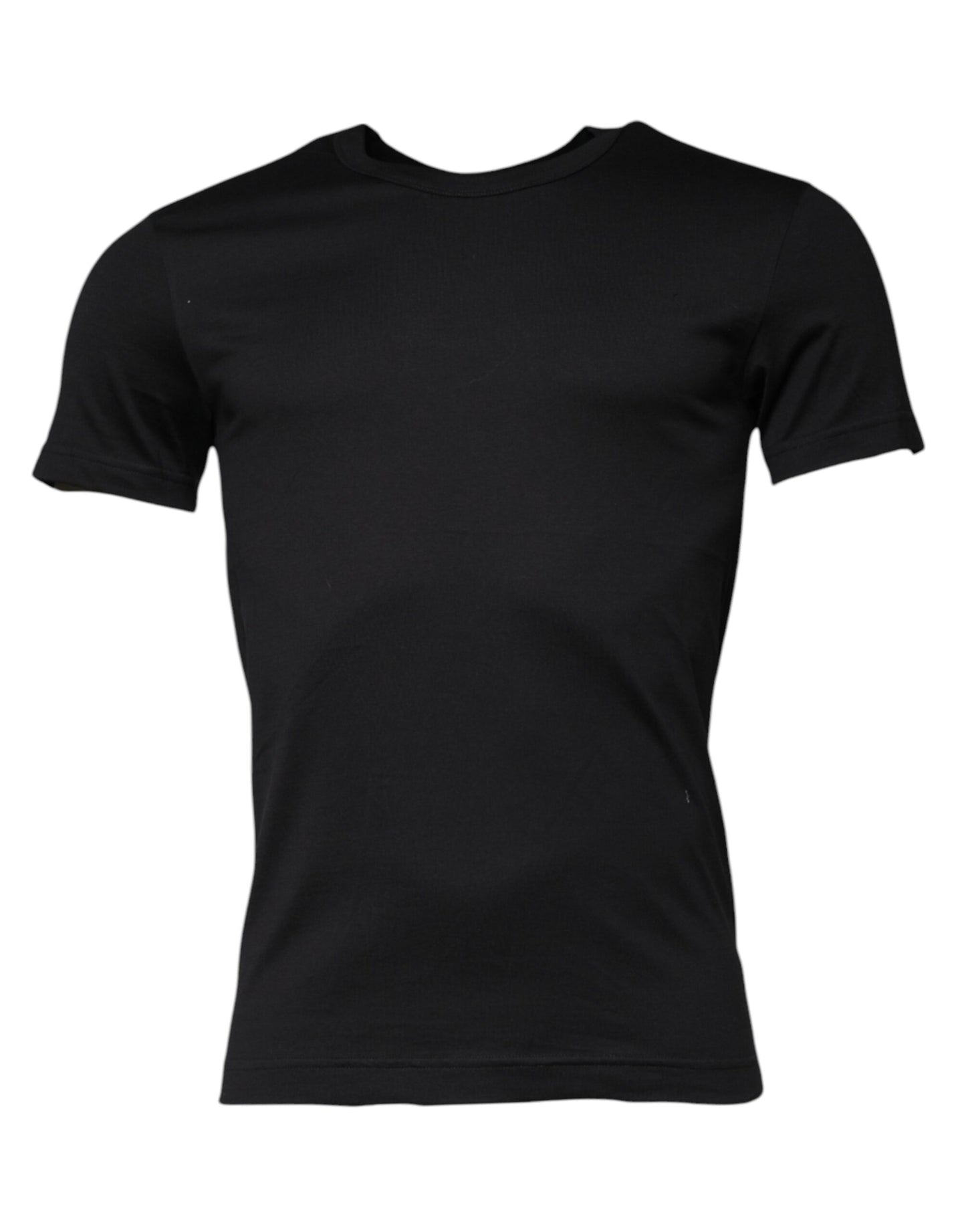 Black Cotton Crew Neck Short Sleeves T-shirt-Dolce & Gabbana-LabelTerrace.com