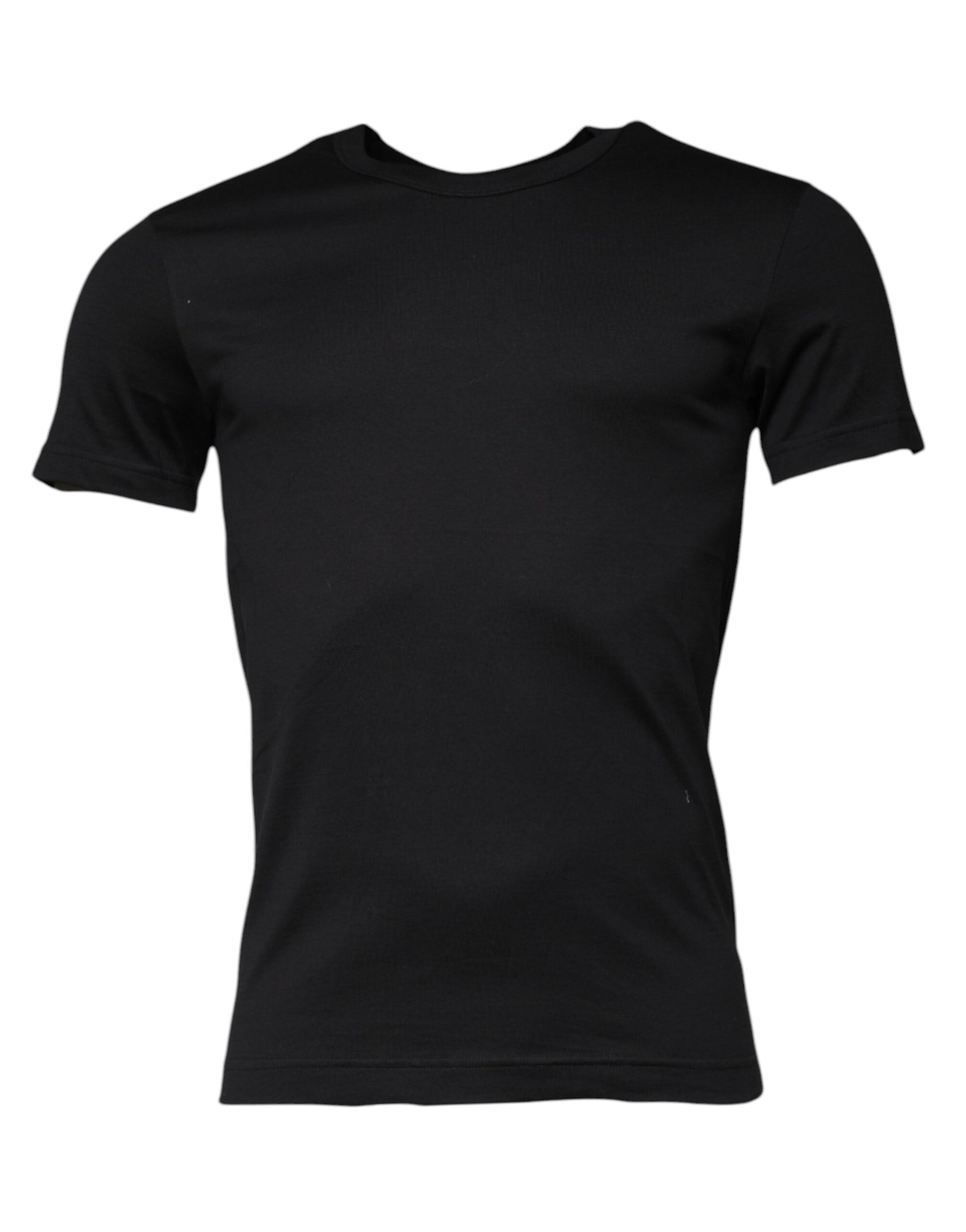 Black Cotton Crew Neck Short Sleeves T-shirt-Dolce & Gabbana-LabelTerrace.com