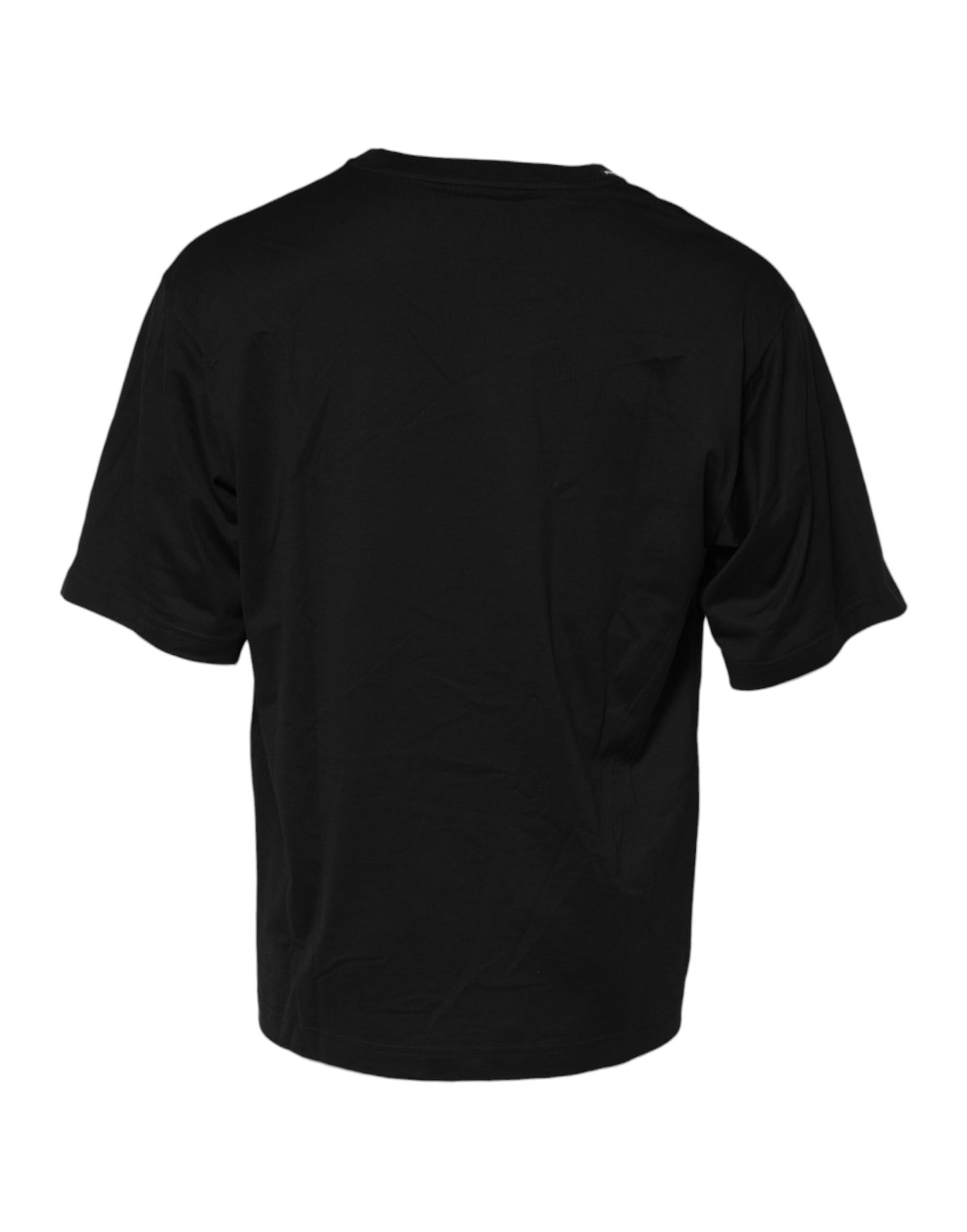 Black Cotton Crew Neck Short Sleeves T-shirt-Dolce & Gabbana-LabelTerrace.com