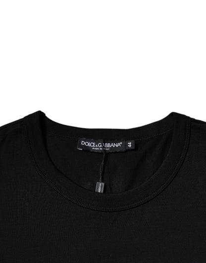 Black Cotton Crew Neck Short Sleeves T-shirt-Dolce & Gabbana-LabelTerrace.com
