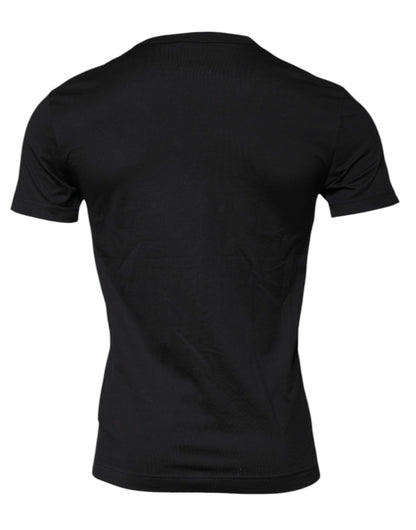 Black Cotton Crew Neck Short Sleeves T-shirt-Dolce & Gabbana-LabelTerrace.com