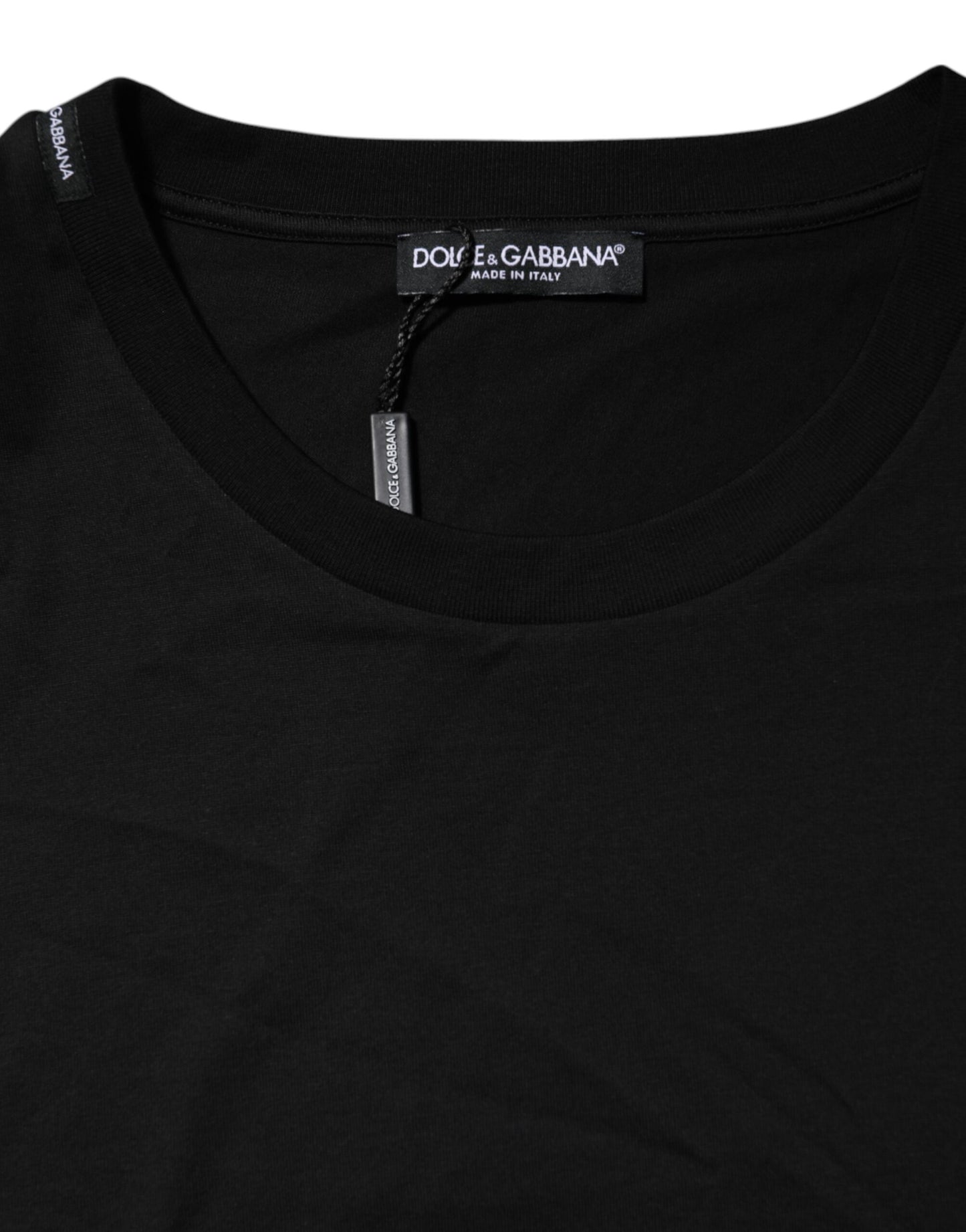 Black Cotton Crew Neck Short Sleeves T-shirt-Dolce & Gabbana-LabelTerrace.com