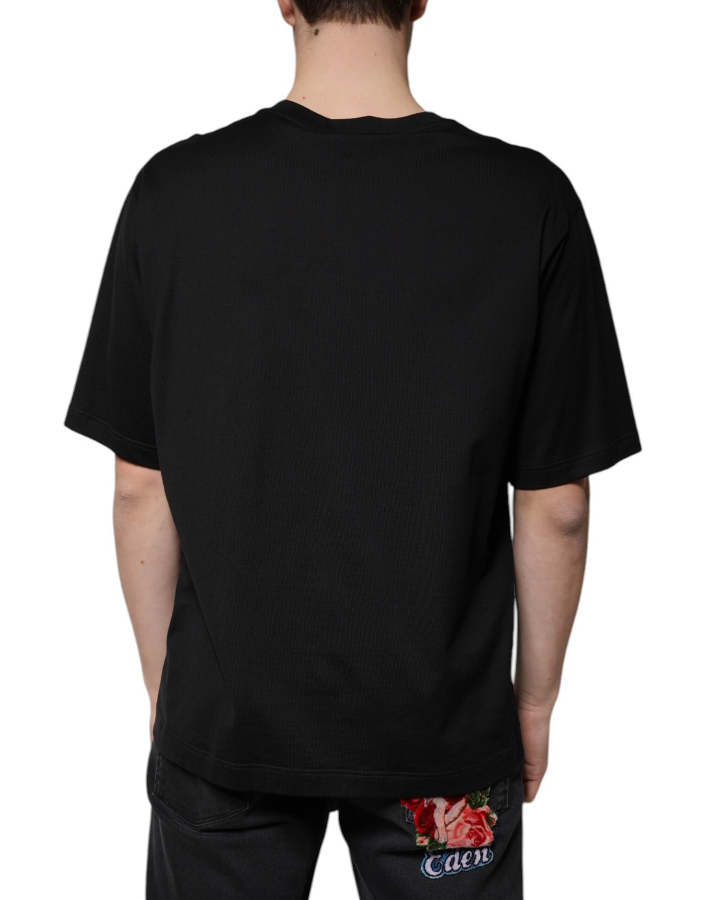 Black Cotton Crew Neck Short Sleeves T-shirt-Dolce & Gabbana-LabelTerrace.com