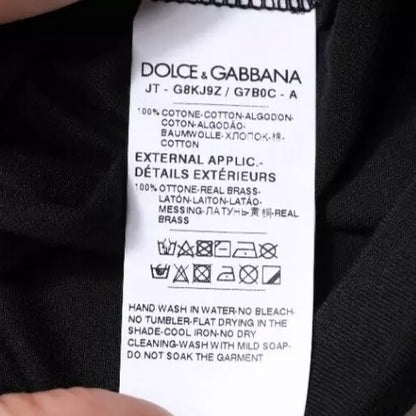 Black Cotton Crew Neck Short Sleeves T-shirt-Dolce & Gabbana-LabelTerrace.com