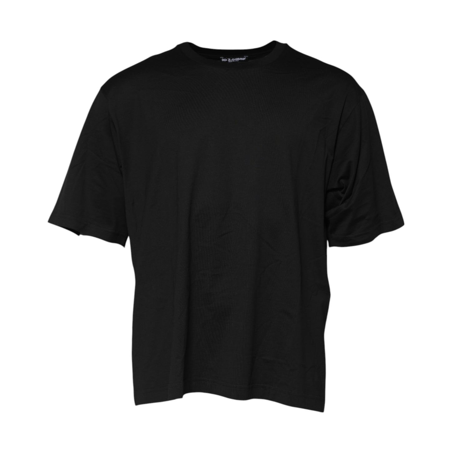 Black Cotton Crew Neck Short Sleeves T-shirt-Dolce & Gabbana-LabelTerrace.com