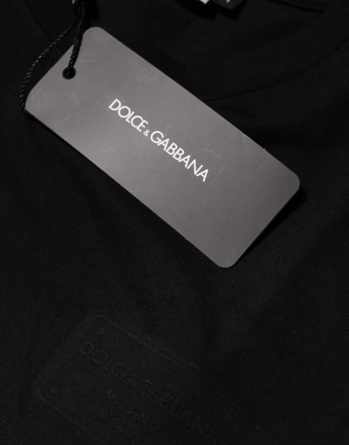 Black Cotton Crew Neck Short Sleeves T-shirt-Dolce & Gabbana-LabelTerrace.com