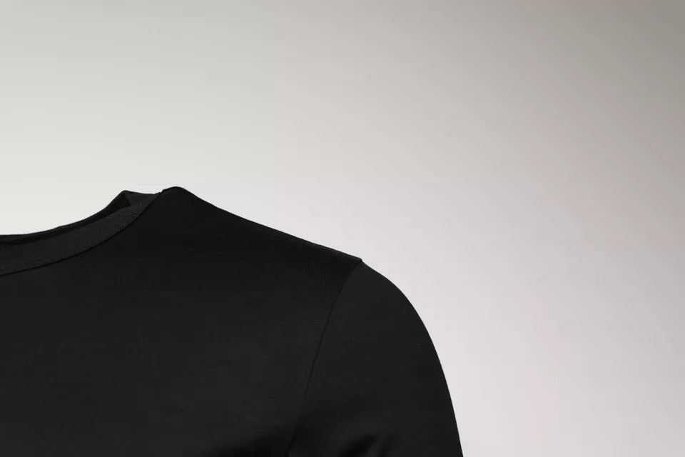 Black Cotton Crew Neck Short Sleeves T-shirt-Dolce & Gabbana-LabelTerrace.com