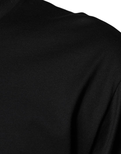 Black Cotton Crew Neck Short Sleeves T-shirt-Dolce & Gabbana-LabelTerrace.com