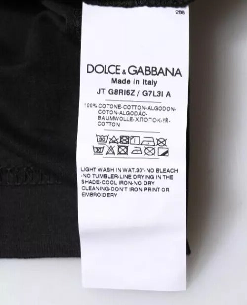 Black Cotton Crew Neck Short Sleeves T-shirt-Dolce & Gabbana-LabelTerrace.com