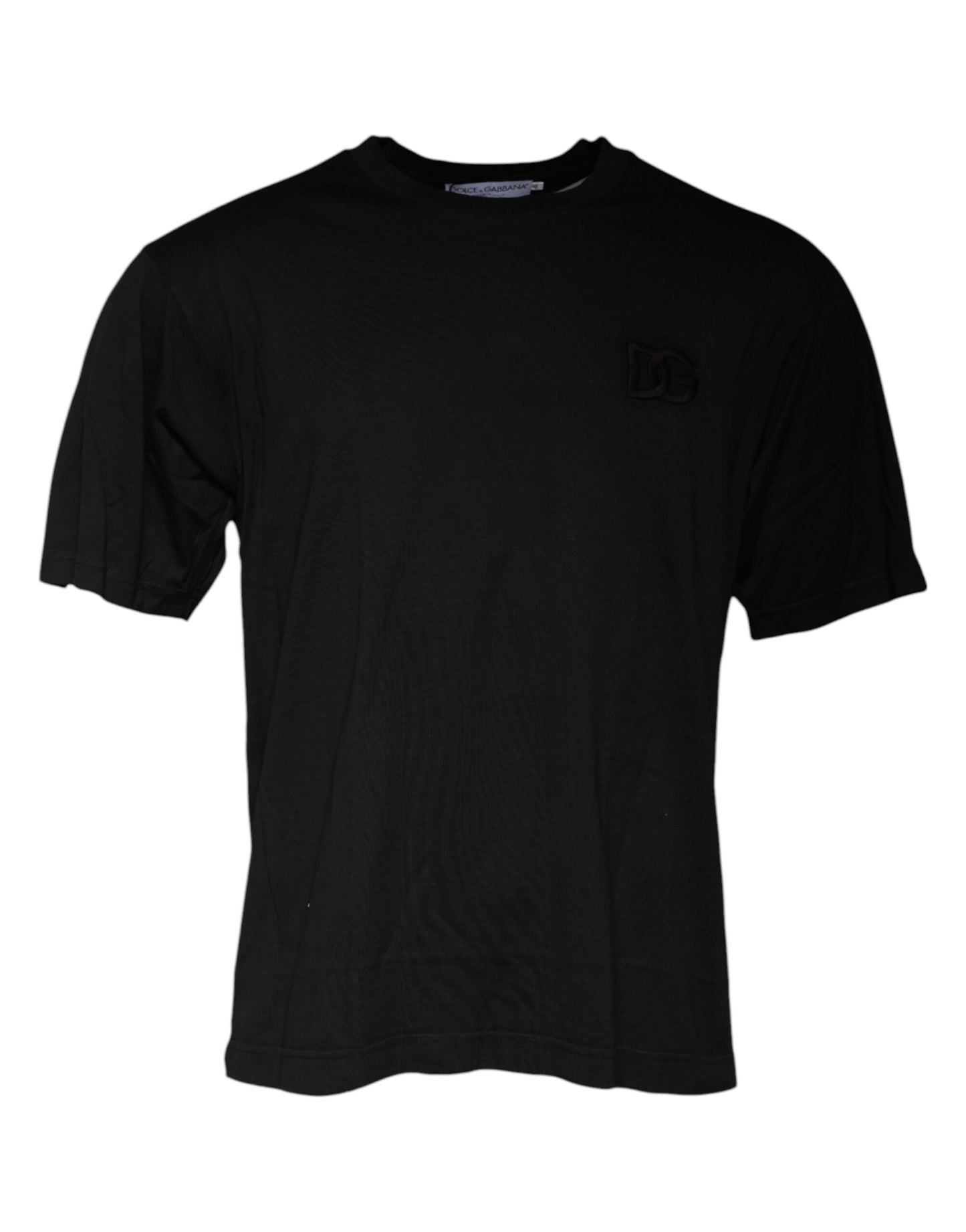 Black Cotton Crew Neck Short Sleeves T-shirt-Dolce & Gabbana-LabelTerrace.com