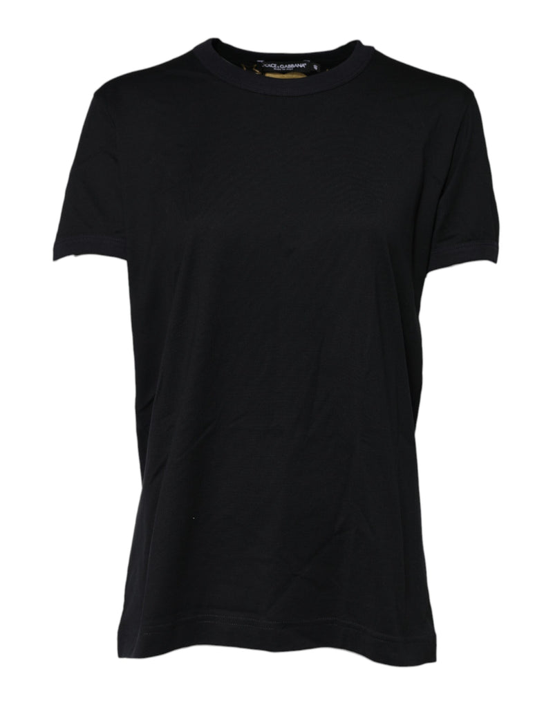 Black Cotton DG Print Short Sleeve Top T-shirt-Dolce & Gabbana-LabelTerrace.com