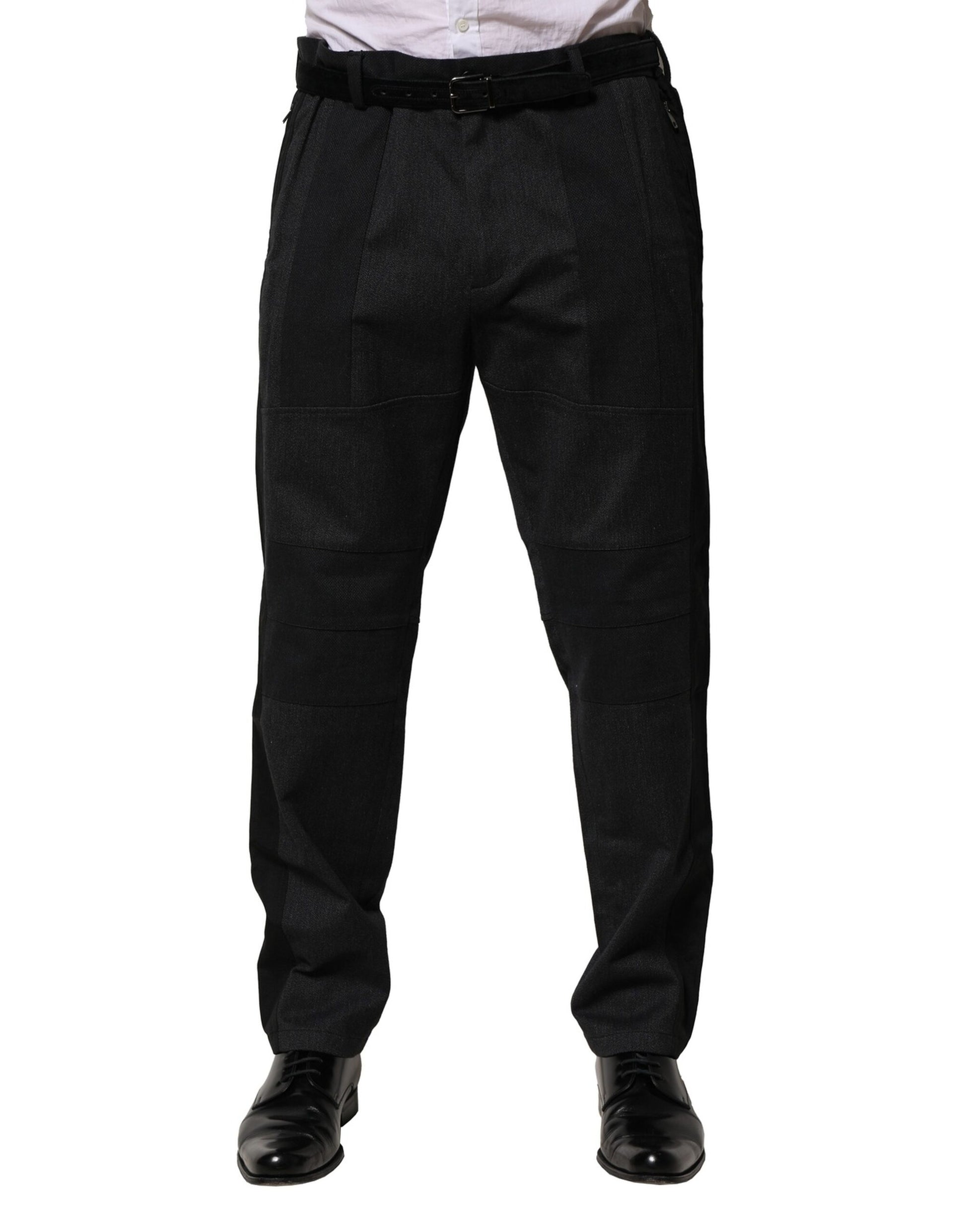 Black Cotton Dress Slim Formal Pants-Dolce & Gabbana-LabelTerrace.com
