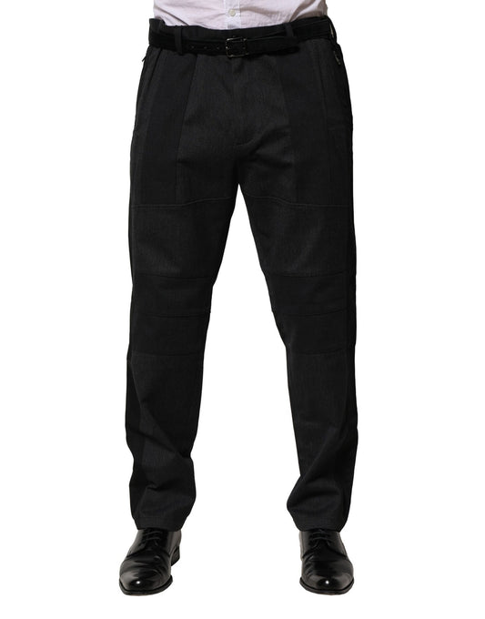 Black Cotton Dress Slim Formal Pants-Dolce & Gabbana-LabelTerrace.com