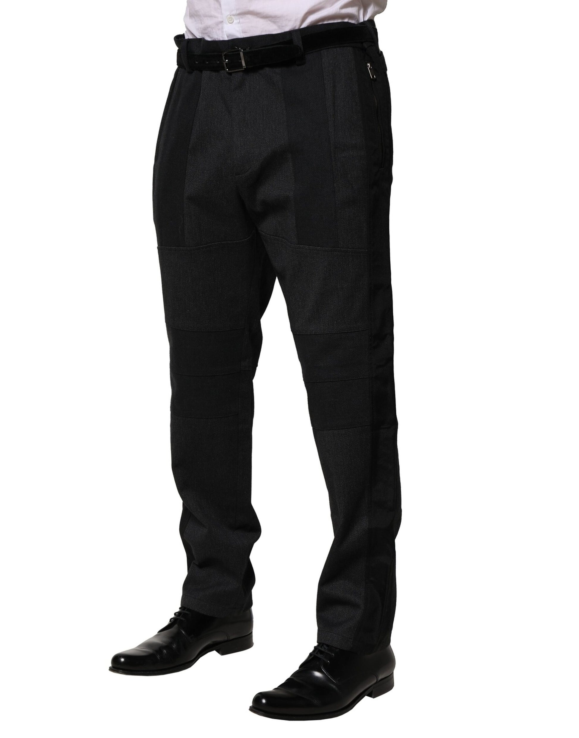 Black Cotton Dress Slim Formal Pants-Dolce & Gabbana-LabelTerrace.com