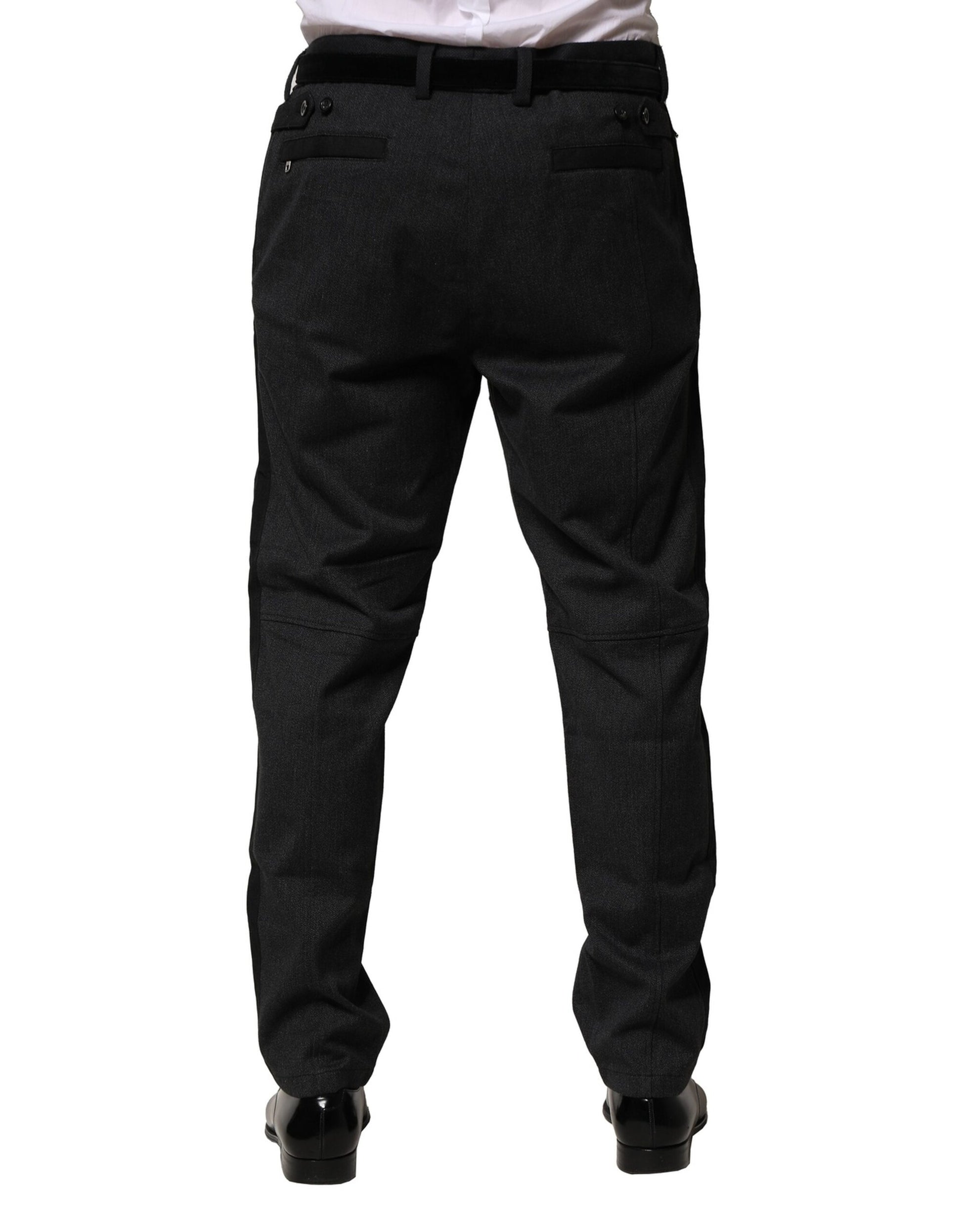 Black Cotton Dress Slim Formal Pants-Dolce & Gabbana-LabelTerrace.com