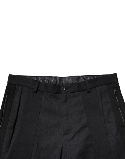 Black Cotton Dress Slim Formal Pants-Dolce & Gabbana-LabelTerrace.com