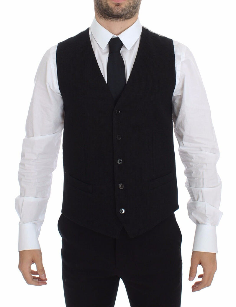 Black Cotton Dress Vest Blazer Jacket-Dolce & Gabbana-LabelTerrace.com