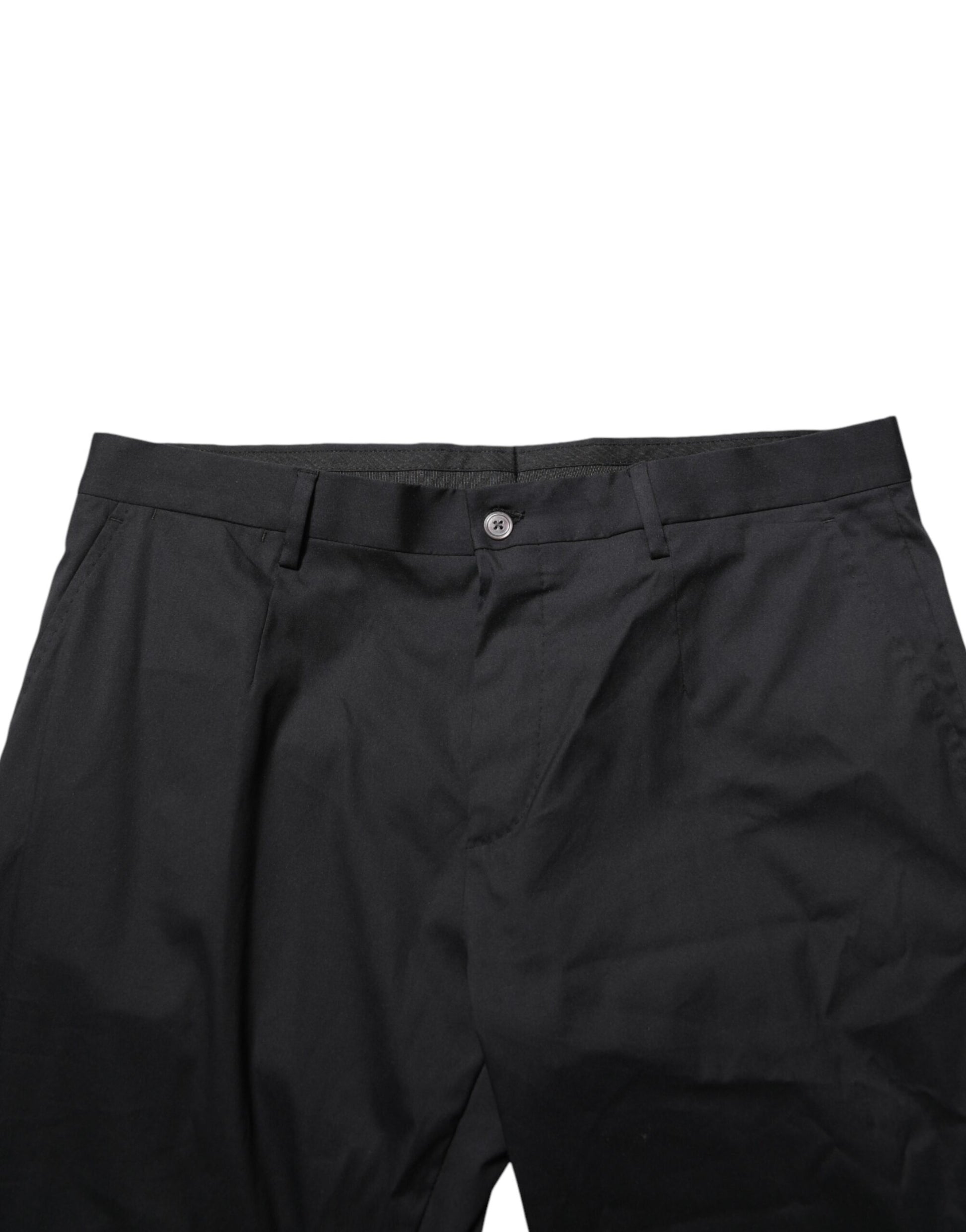 Black Cotton Formal Dress Men Trouser Pants-Dolce & Gabbana-LabelTerrace.com