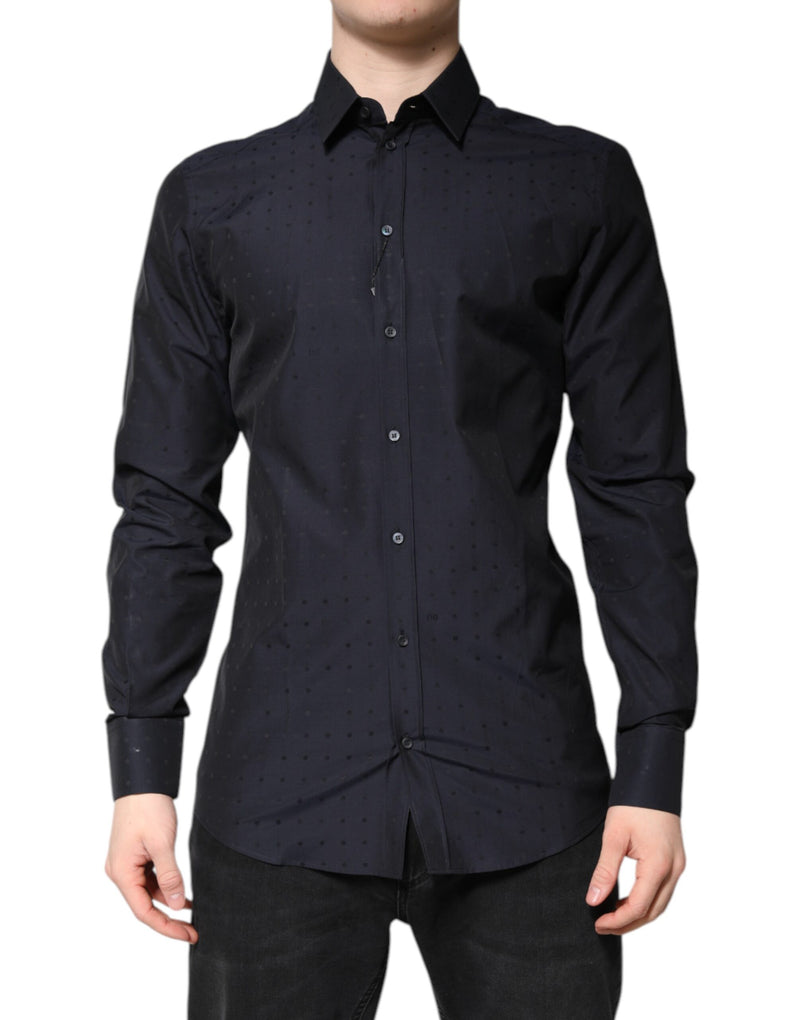 Black Cotton GOLD Men Dress Formal Shirt-Dolce & Gabbana-LabelTerrace.com