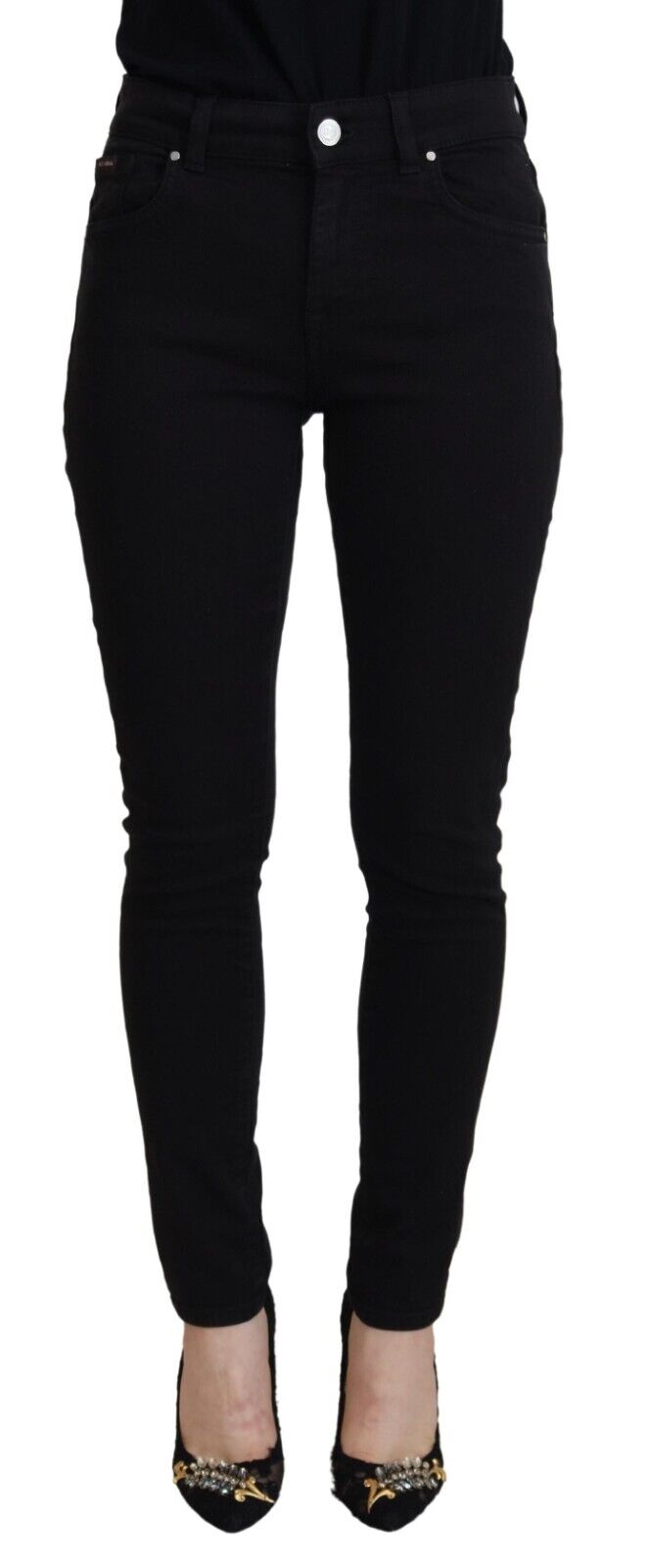 Black Cotton High Waist Casual Denim Jeans-Dolce & Gabbana-LabelTerrace.com