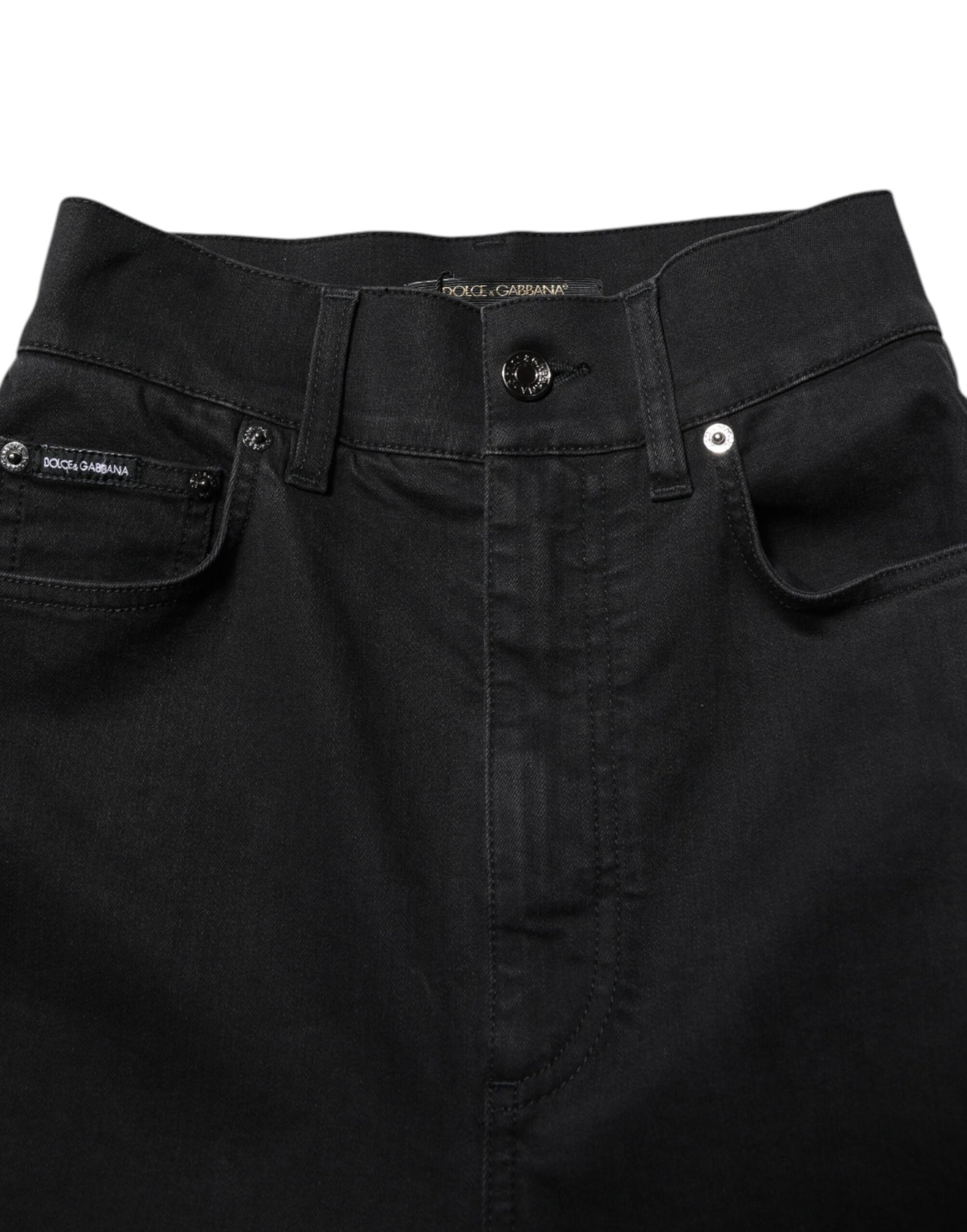 Black Cotton High Waist Skinny Denim Jeans-Dolce & Gabbana-LabelTerrace.com