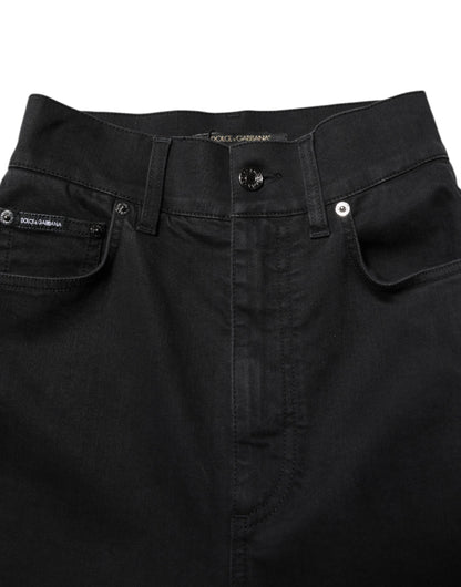 Black Cotton High Waist Skinny Denim Jeans-Dolce & Gabbana-LabelTerrace.com