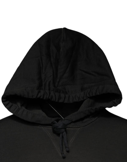 Black Cotton Hooded DG Shield Pullover Sweater-Dolce & Gabbana-LabelTerrace.com