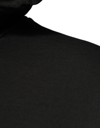 Black Cotton Hooded DG Shield Pullover Sweater-Dolce & Gabbana-LabelTerrace.com