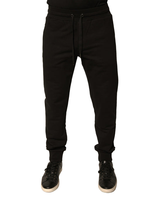 Black Cotton Jogger Men Sweatpants Pants-Dolce & Gabbana-LabelTerrace.com