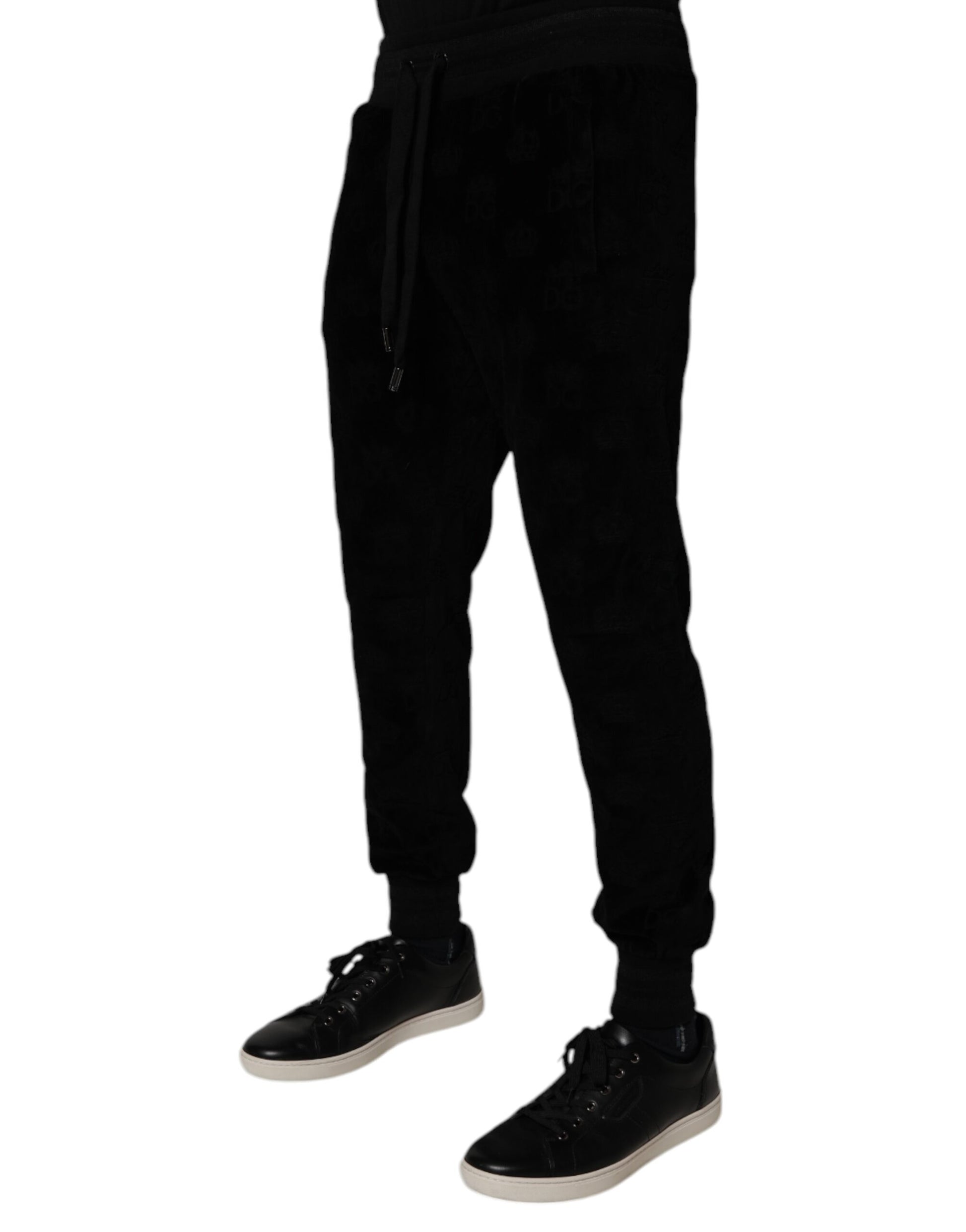 Black Cotton Jogger Men Sweatpants Pants-Dolce & Gabbana-LabelTerrace.com