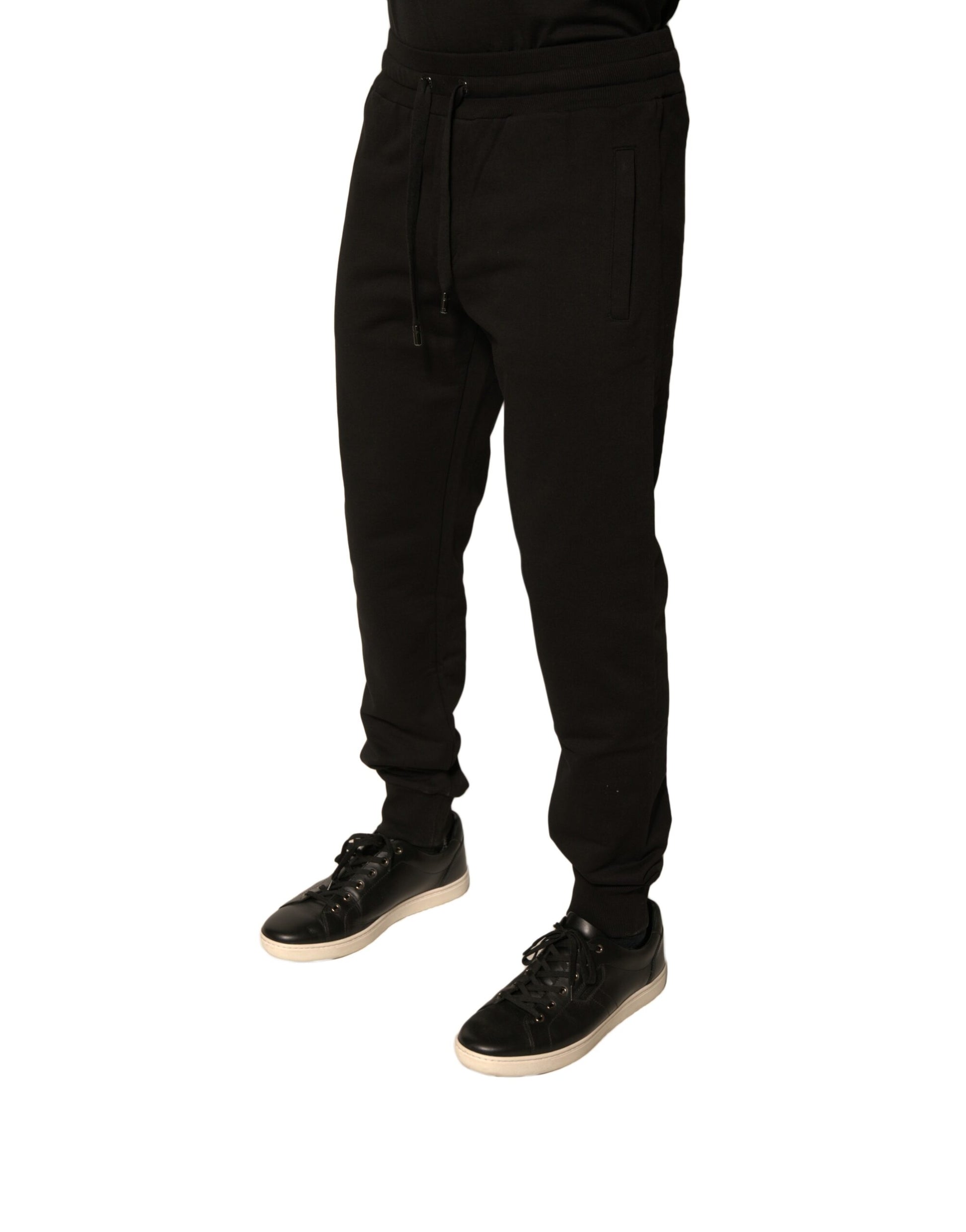 Black Cotton Jogger Men Sweatpants Pants-Dolce & Gabbana-LabelTerrace.com