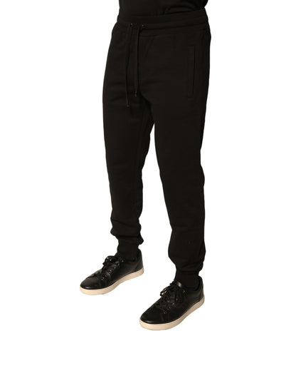 Black Cotton Jogger Men Sweatpants Pants-Dolce & Gabbana-LabelTerrace.com