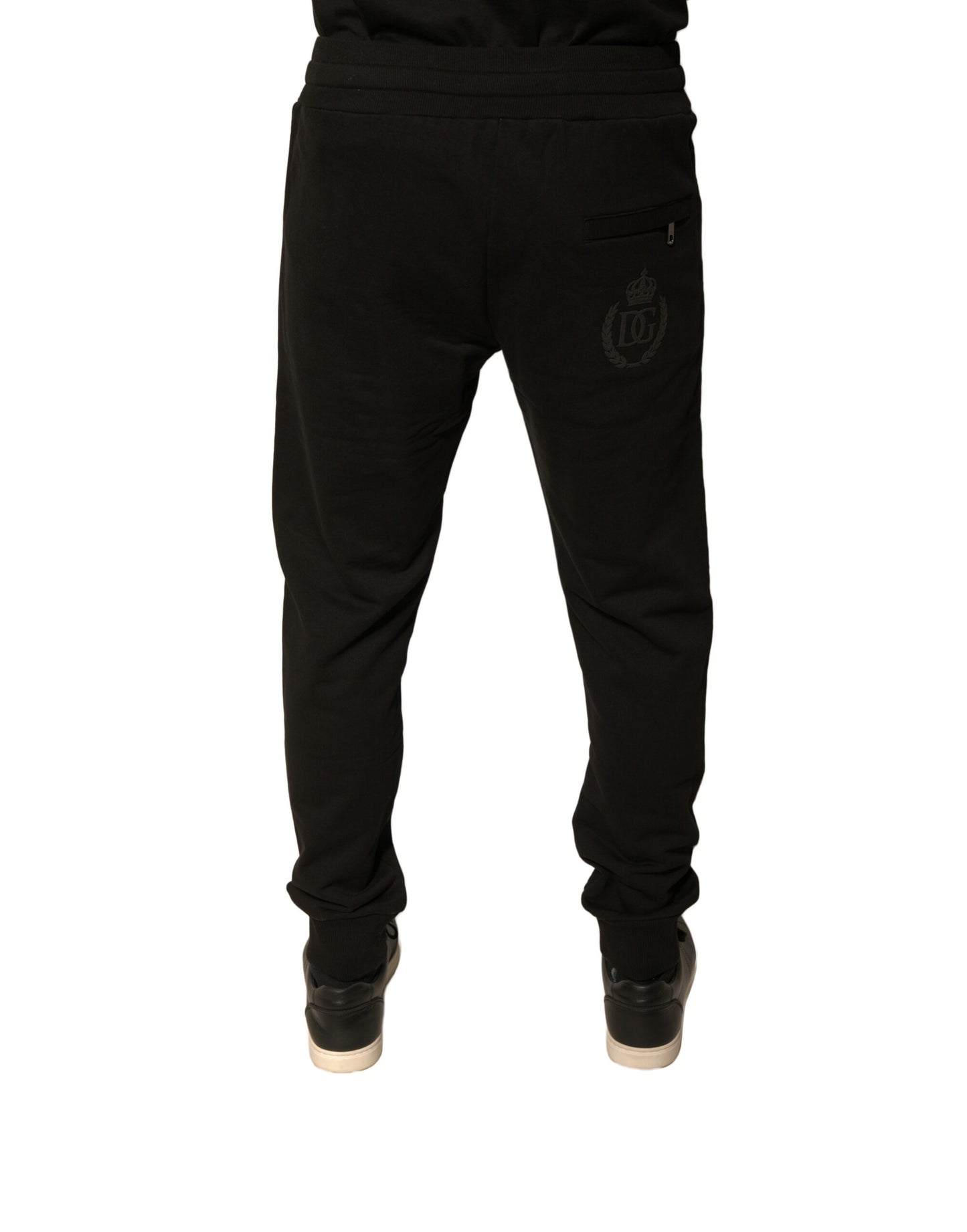 Black Cotton Jogger Men Sweatpants Pants-Dolce & Gabbana-LabelTerrace.com