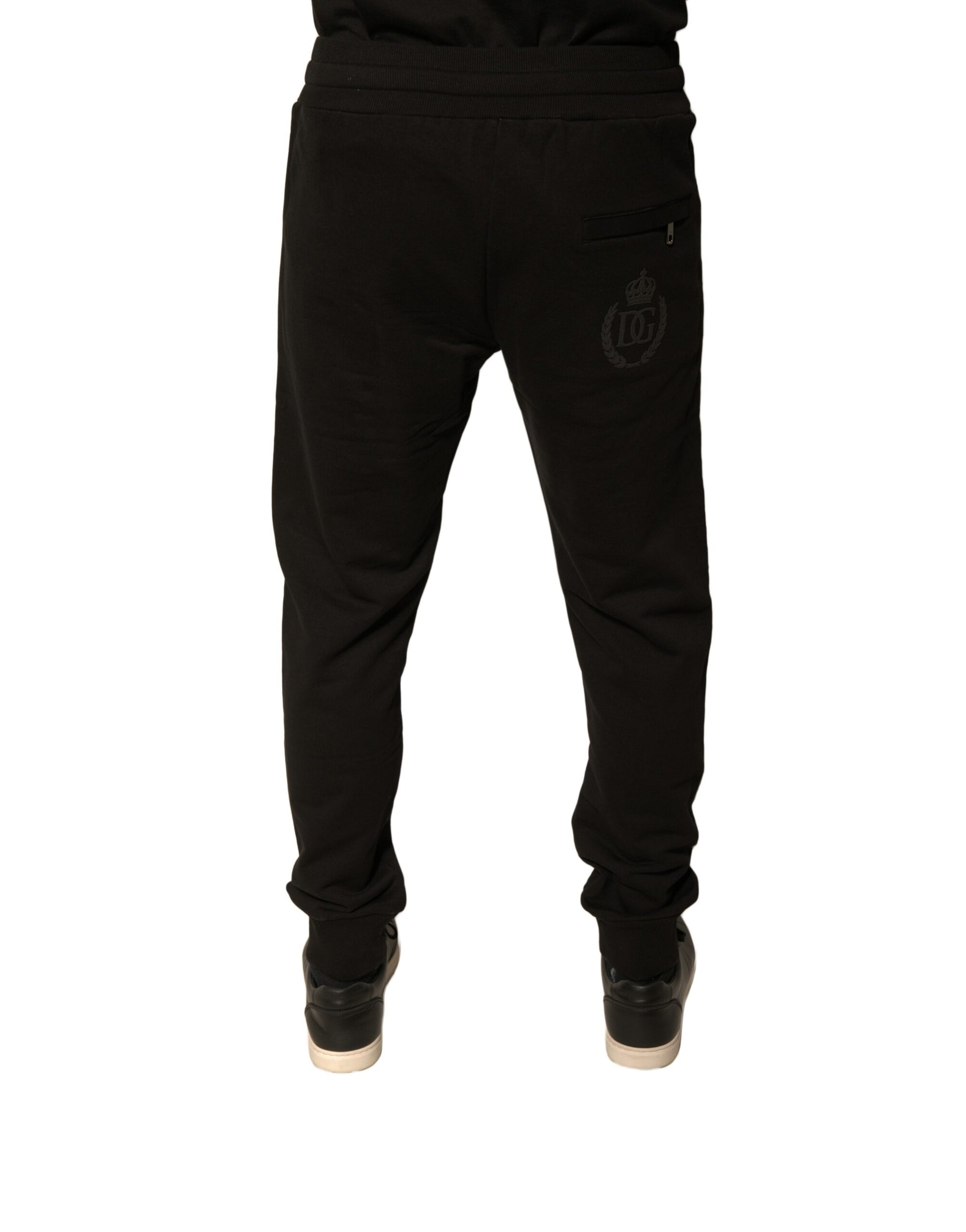 Black Cotton Jogger Men Sweatpants Pants-Dolce & Gabbana-LabelTerrace.com