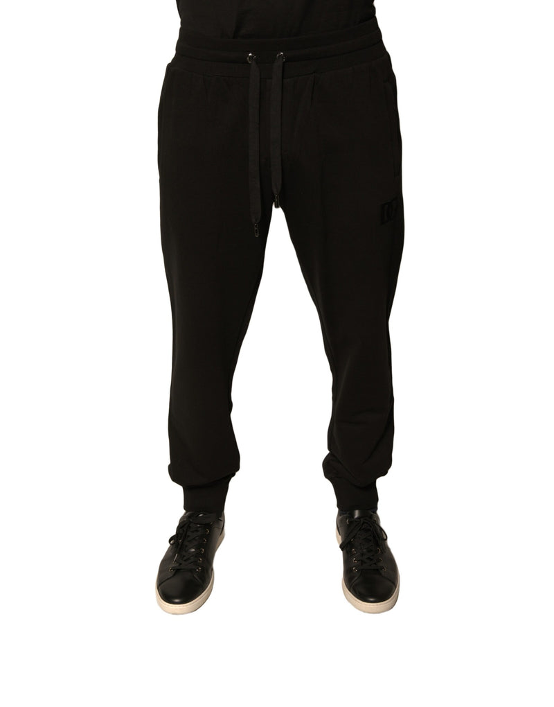 Black Cotton Jogger Men Sweatpants Pants-Dolce & Gabbana-LabelTerrace.com