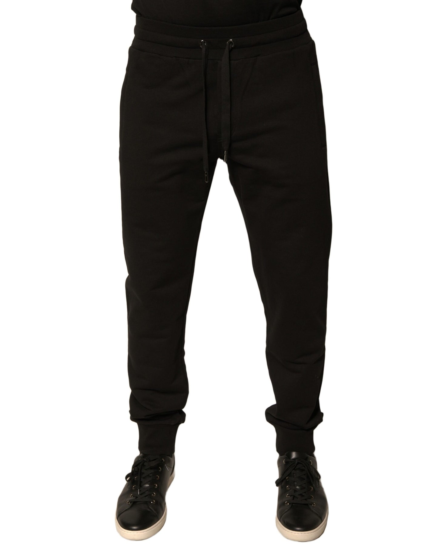 Black Cotton Jogger Men Sweatpants Pants-Dolce & Gabbana-LabelTerrace.com