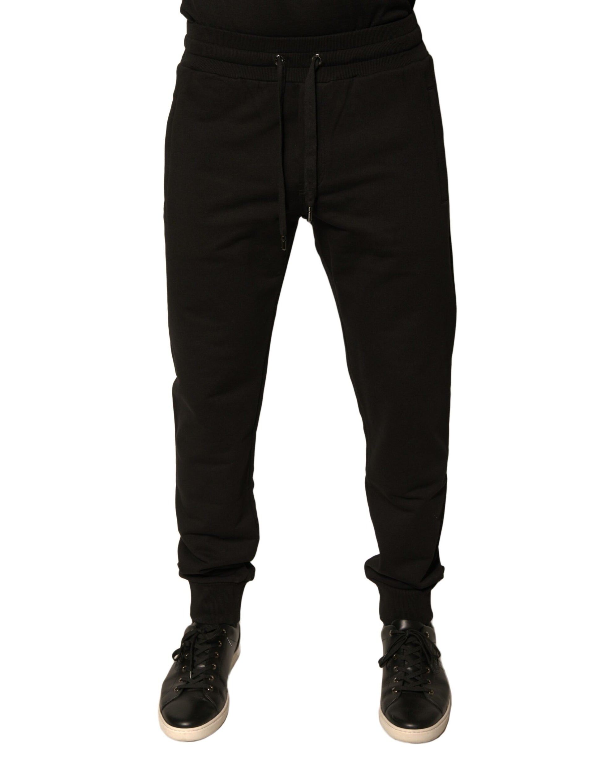Black Cotton Jogger Men Sweatpants Pants-Dolce & Gabbana-LabelTerrace.com