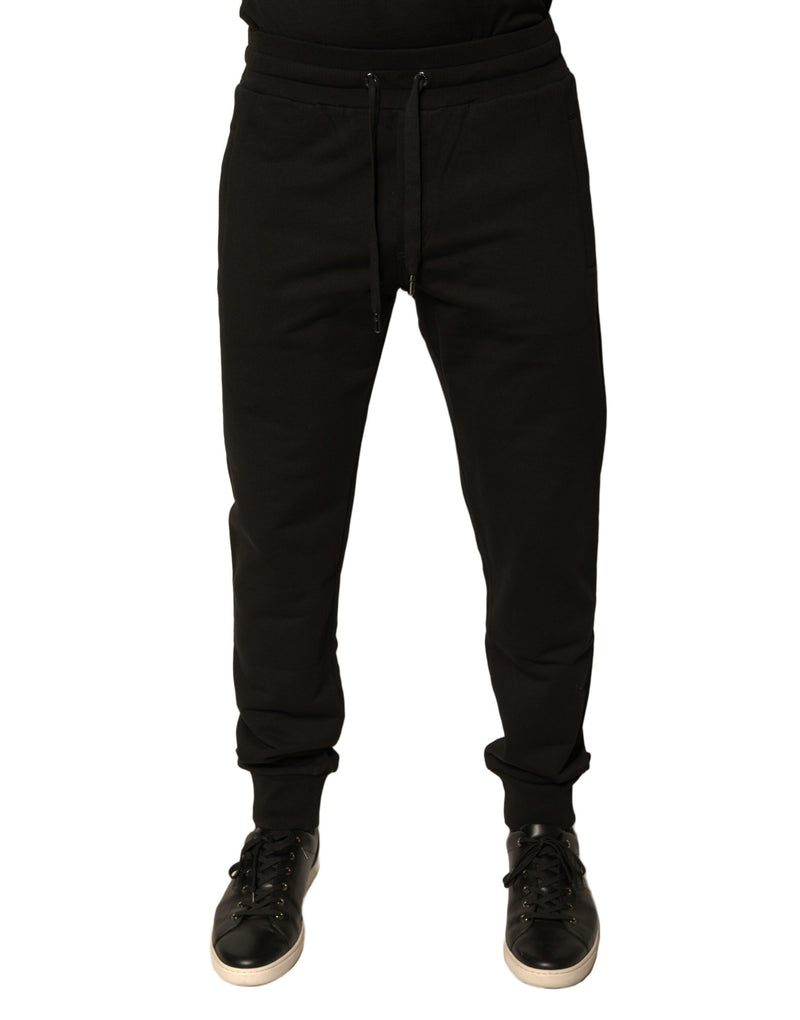 Black Cotton Jogger Men Sweatpants Pants-Dolce & Gabbana-LabelTerrace.com