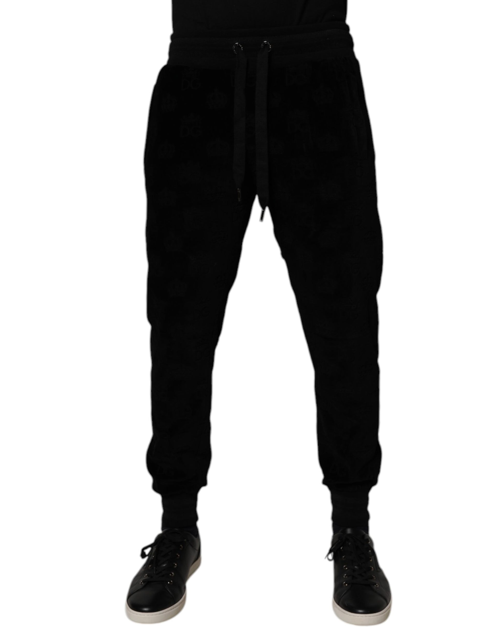 Black Cotton Jogger Men Sweatpants Pants-Dolce & Gabbana-LabelTerrace.com